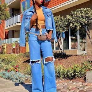 Vibrant Miu wide leg cut out knee jeans